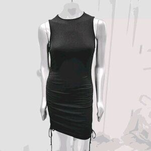 🪻BOGO🪻 Rue‎ 21 Black Ribbed Bodycon Dress with Side Ruching Size Med